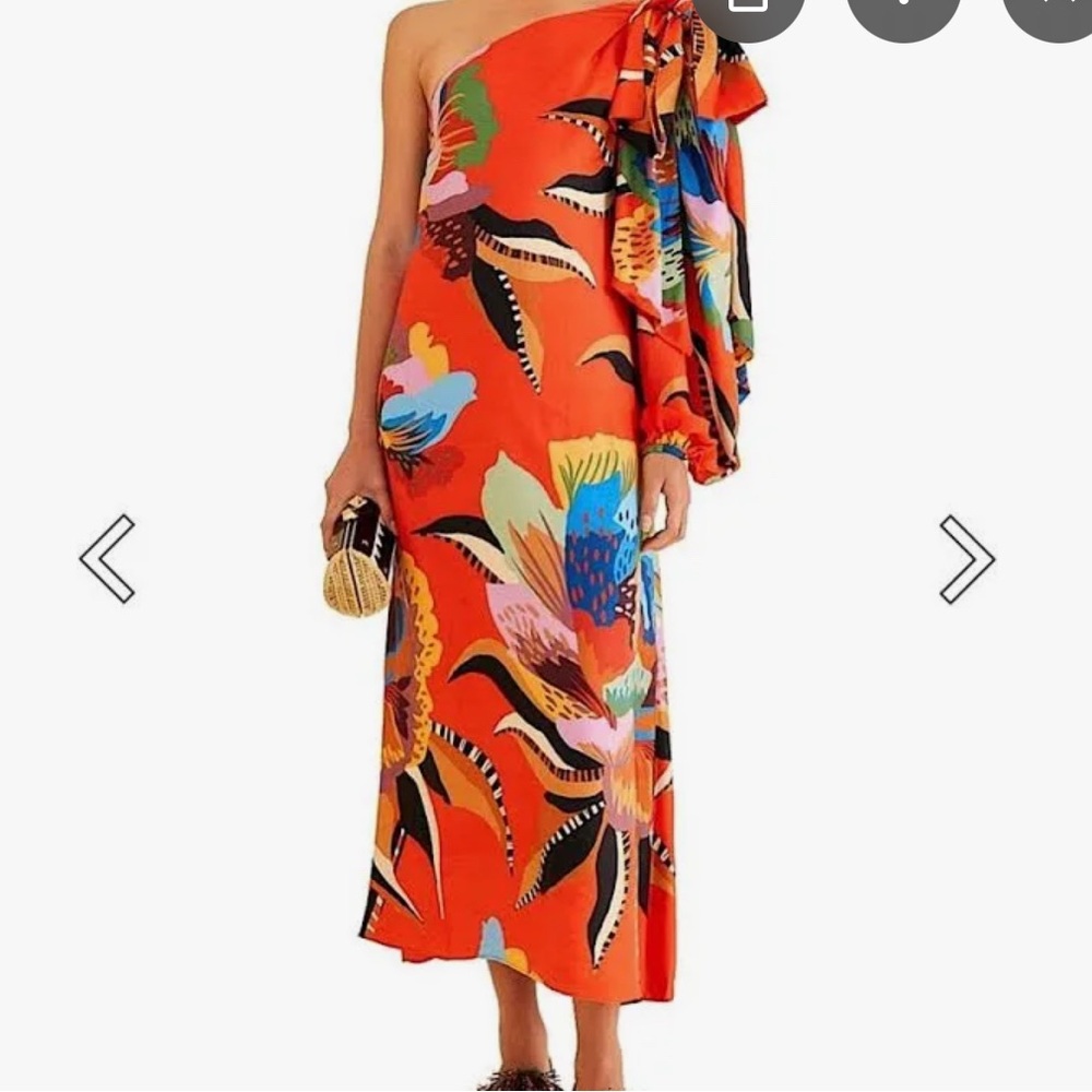 FARM Rio Lucy Bold Floral Print One-Shoulder Maxi Dress